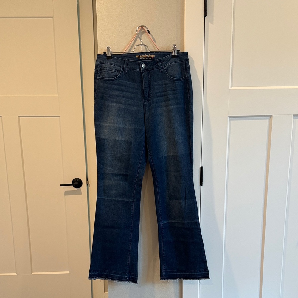 Stylish Women's Flare Jeans in Deep Blue